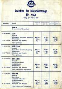Preisliste 02/1968